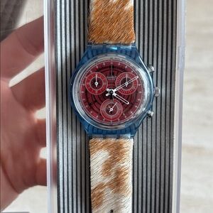 Vintage Swatch cowhide chrono watch Swiss made 1994 release collectors, leather